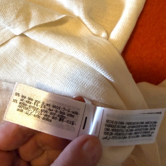 Zara ecru basic wool blend knit sweater with buttons NWT - Picture 7 of 9